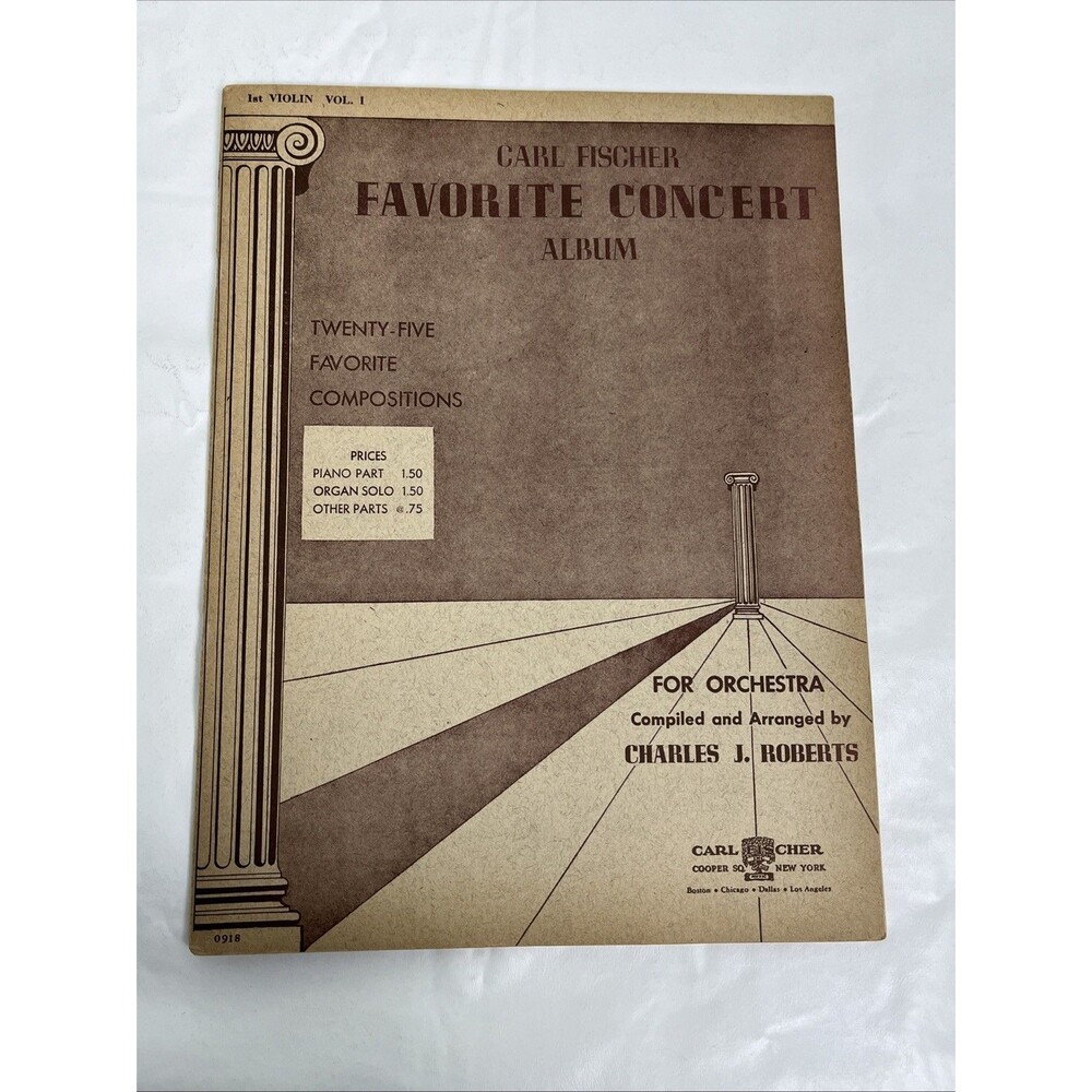 VTG Carl Fischer Favorite Concert Album 1st Violin Vol I Sheet Music Roberts